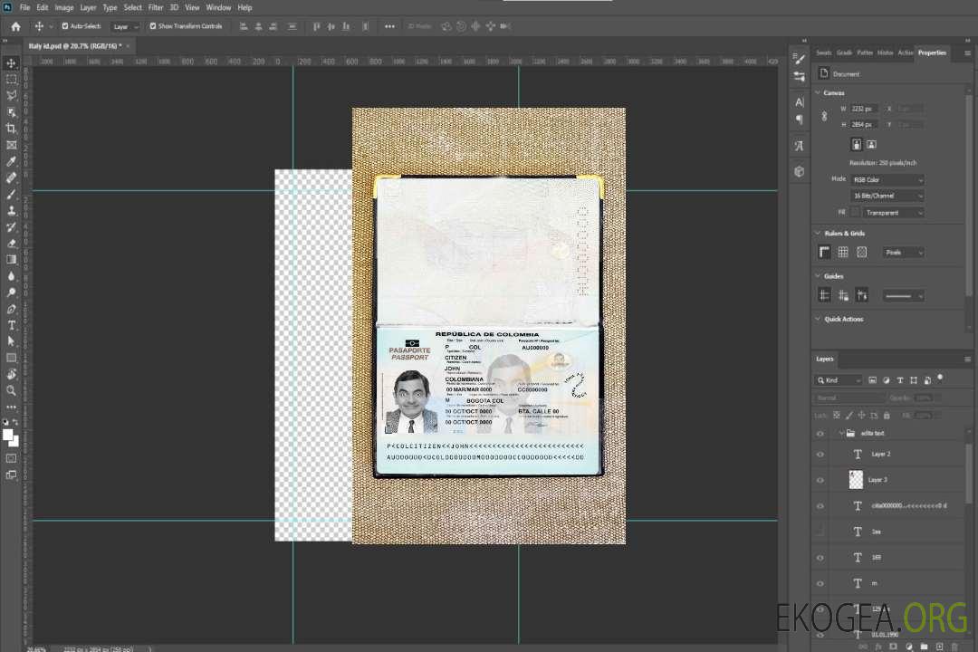Aperçu photo du passeport colombien (2018-présent) template